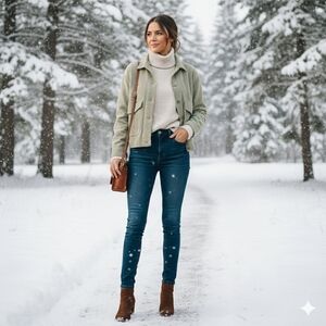 Avec Les Filles Sage Green Corduroy Crop Utility Jacket - Small